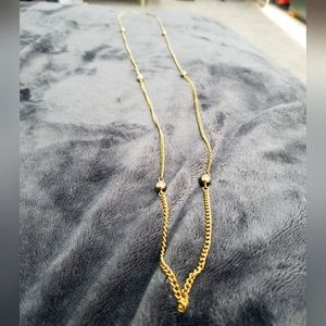 Gold Beads on Long Golden Chain